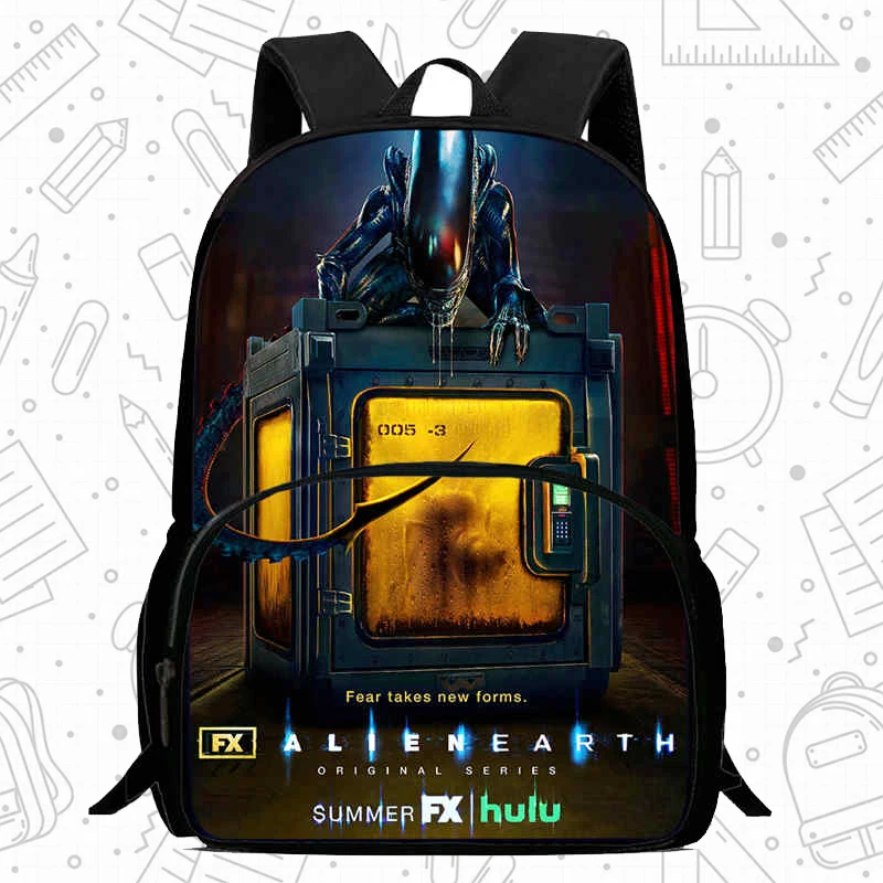 

Детский школьный рюкзак с передним карманом, школьные сумки с рисунком «Чужой: Земля» для мальчиков и девочек, прочный детский рюкзак для школьников