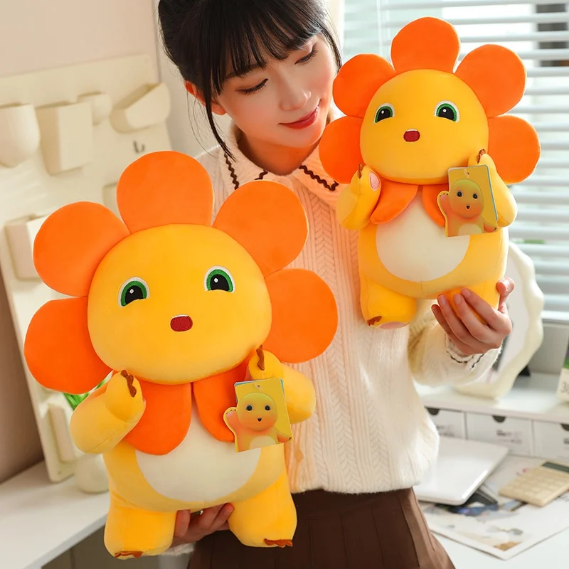 Kawaii Sunflower Nailong Plush Toy Cartoon Smile Dinosaur Silly Cute Stuffed Anime Sofa Pillow Room Decor For Kids Birthday Gift