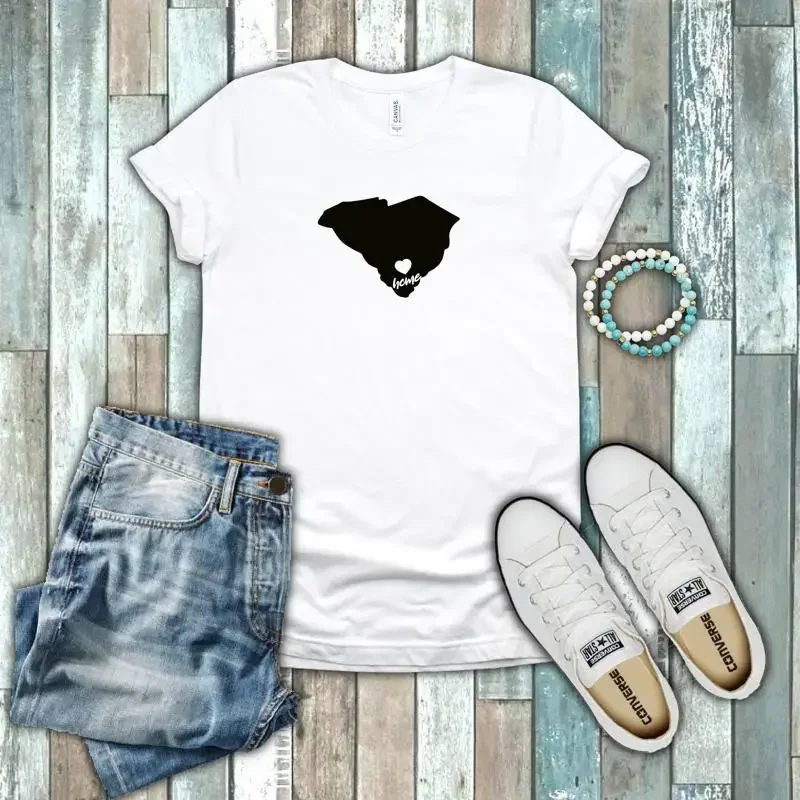 South Carolina Palmetto State Home Pride Silhouette Cotton White T shirt