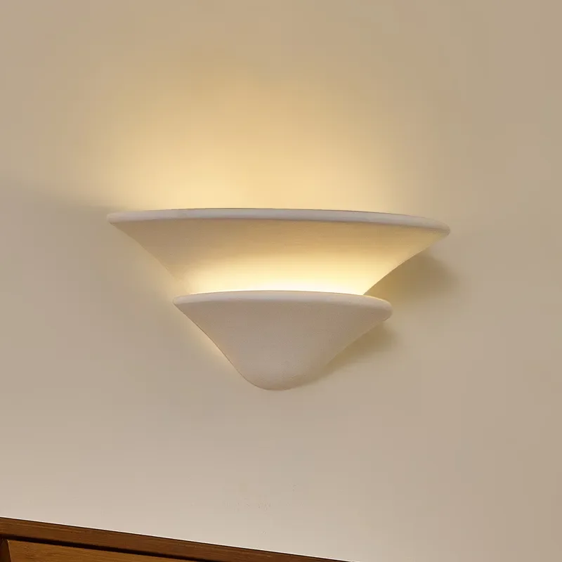 French Shell Wall Lamp Gypsum Bedroom Bedside Light Wabi Sabi Baroque Art Decor Living Room Background Aisle Lighting Fixture