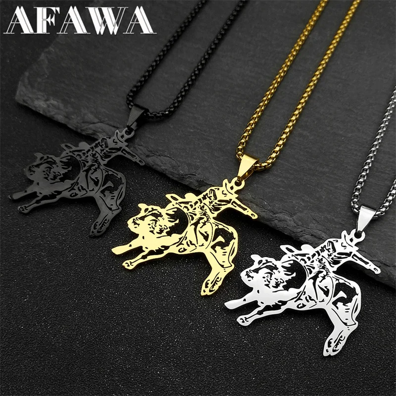 Hip Hop Matador Pendant Necklace for Women Men Stainless Steel Gold/Silver/Black Color Animal Bull Necklaces Male Chain Jewelry