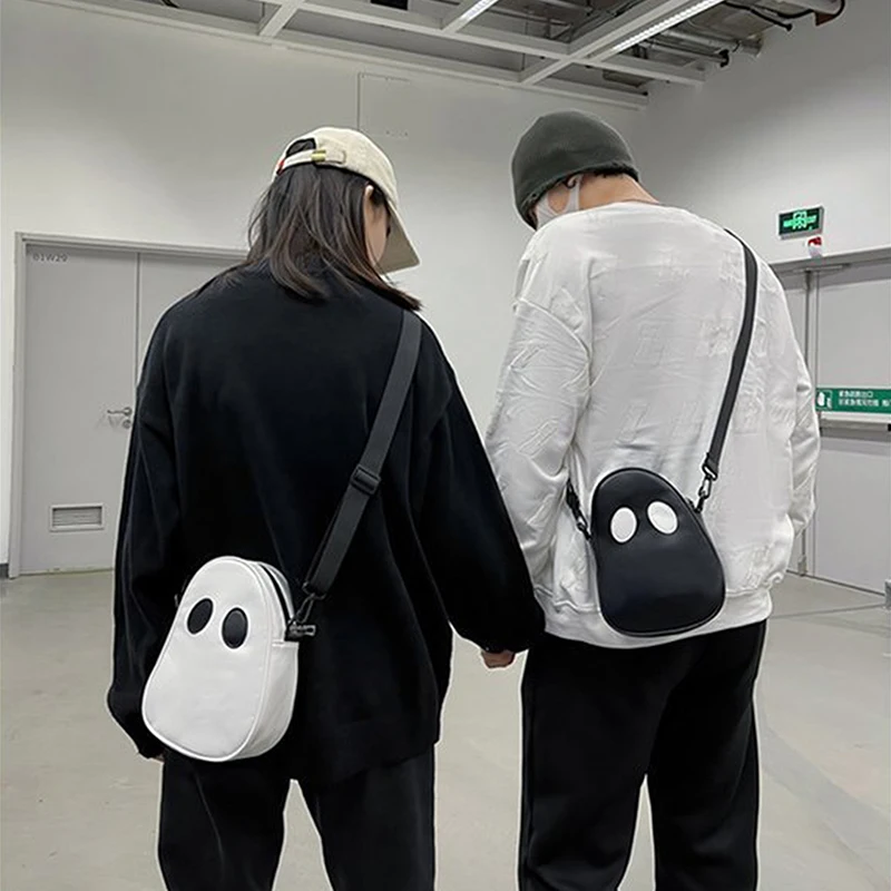 Unisex Halloween Cartoon Ghost Pu Umhängetaschen für Männer Trage tasche Schulter Frauen Mädchen Umhängetaschen mit langem abnehmbaren Riemen