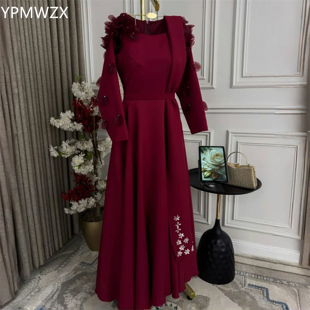 

Customized Evening Dress Formal Women Party Occasion YPMWZX Scoop Neckline A-line Floor Length Skirts Draped Applique Bespoke Oc