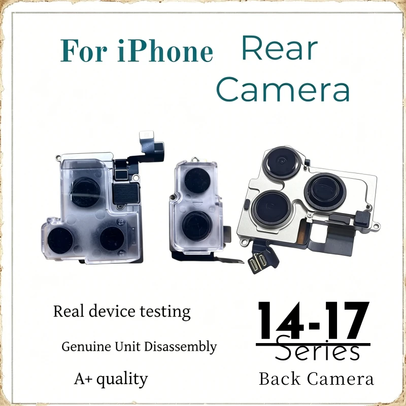 

Tested Rear Camera for iPhone 14 15 16 17 Pro Max & 14 15 16 Plus 17 Air Back Camera with Main Flex Cable Module Replacement