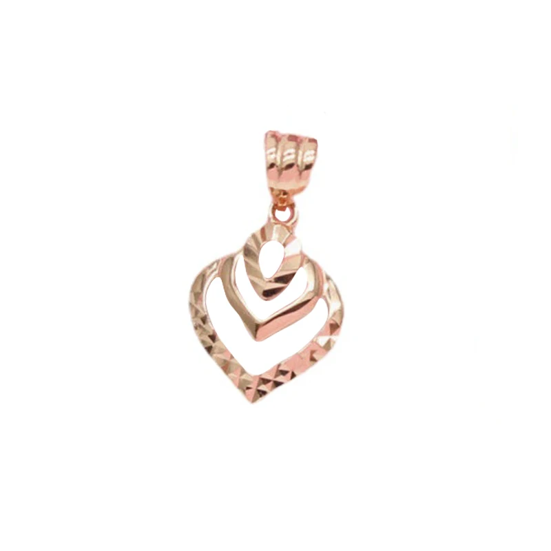 Colar de pingente de coração duplo 14K ouro rosa Clavícula Cadeia Jóias, 585, simples charme chapeado, design clássico, moda clássica