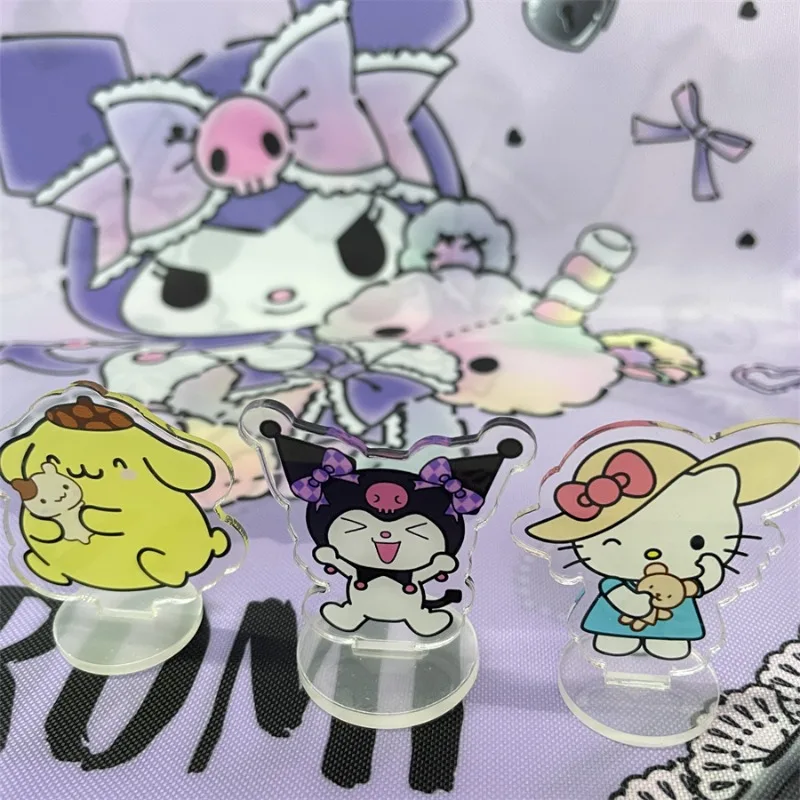 

Cute Sanrio Acrylic Ornaments Hello Kitty Kuromi Pompom Purin Anime Action Figure Car Desktop Decoration Model Toy Birthday Gift