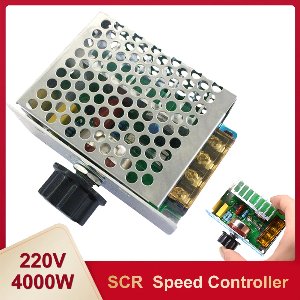 AC 220V 4000W Thyristor Voltage Regulator Speed Temperature Light Volt Dimmer Adjuster Controller Easy & Safe to Use High Power