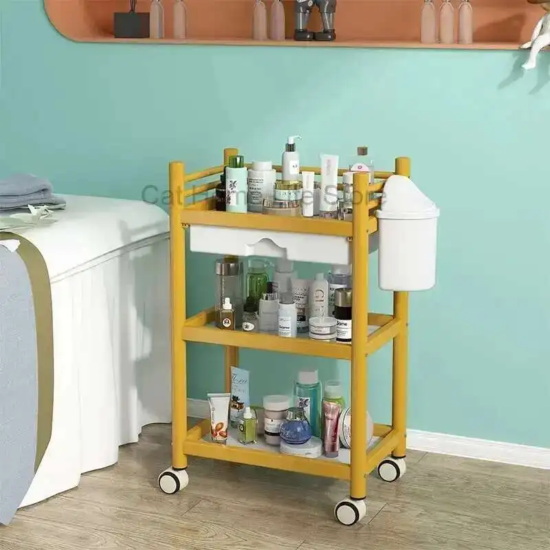 

Hair Salon Equipment Furniture Professional Beauty Chair Trolley Tool Dressing Drawer Stainless Steel Hairdressing Trolleys Gold