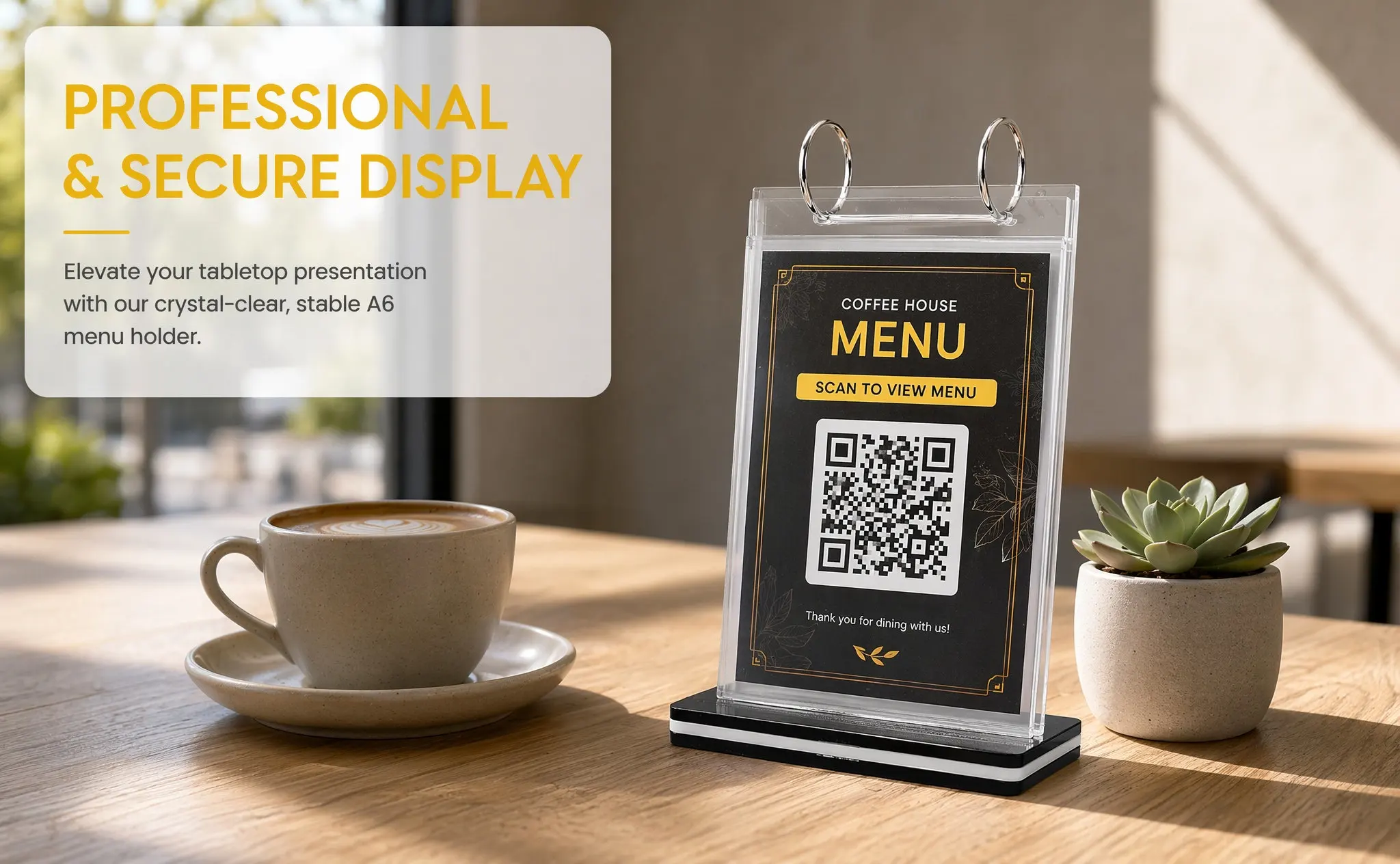 A6 PVC Menu Holder Desktop Menu Display Stand Tabletop Sign Holder for Restaurants Bars Coffee Shops Catering Sign Holders