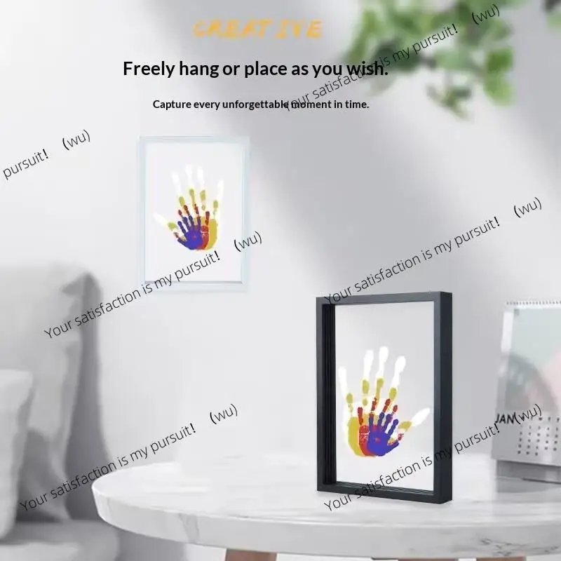 1 set of family handprint photo frame DIY wooden, commemorative decoration