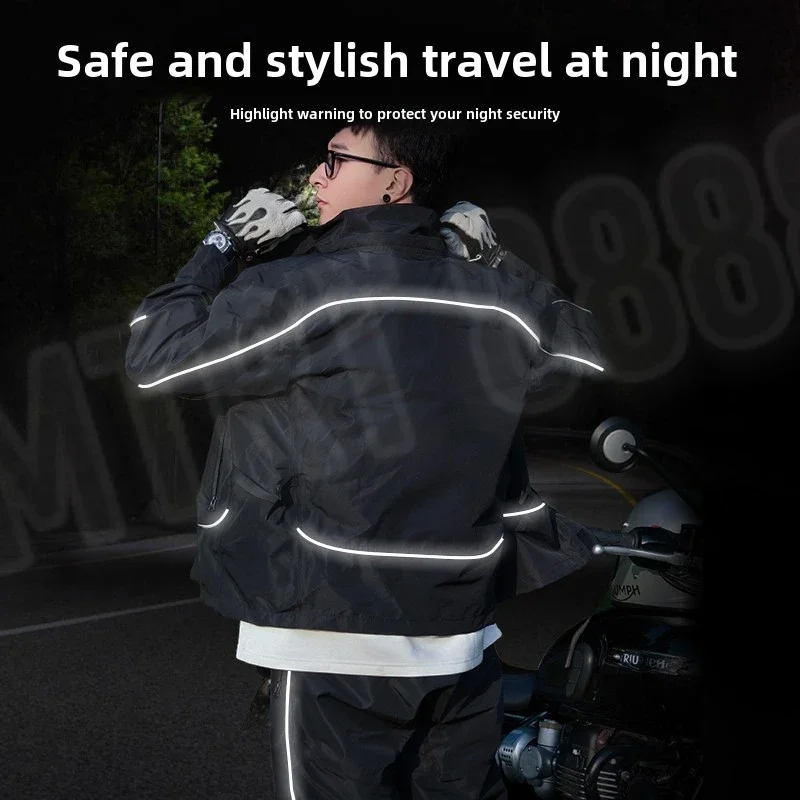 Motorcycle Riding Raincoat Suit Waterproof Reflective Windproof Jacket Pants Split Motorbike Rain Suit Moto Rain Gear