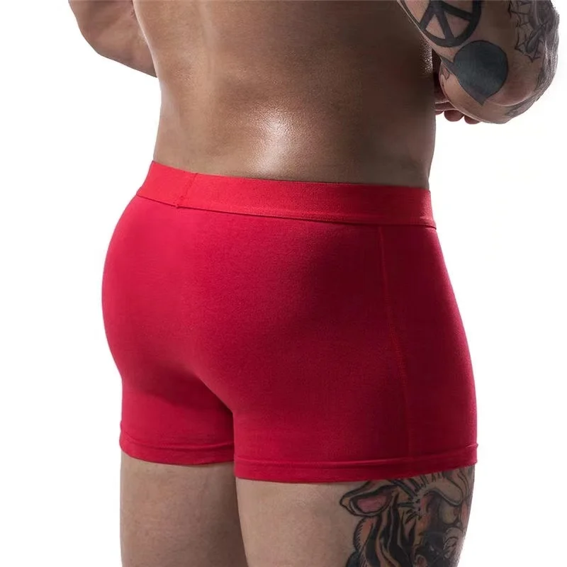 6pcs/Lot Men\'s Underwear Boxer High Quality Cotton Panties Men\'s Solid Color Breathable Boxer Shorts Sexy Red Panties Size M-3XL