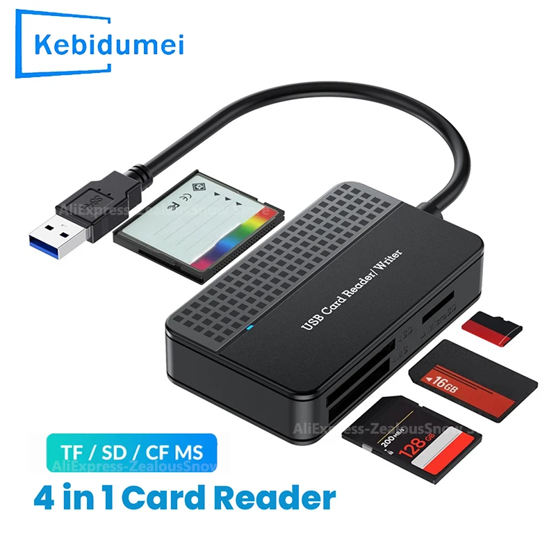 

﻿ Универсальное устройство чтения карт памяти USB/Type-C Устройство чтения смарт-карт SD TF CF MS Компактный адаптер для флэш-карт Кабель 20 см для Windows Mac