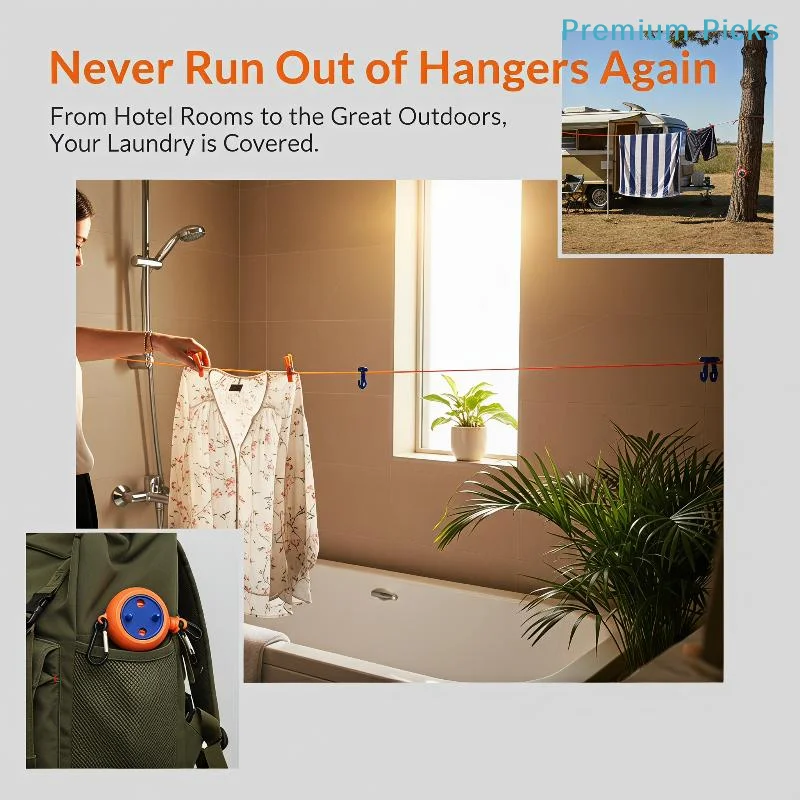 portableRetractable Laundry Drying Rope 8M Windproof Easy Mount Clothesline for Indoor Outdoor Travel Home Patio Use