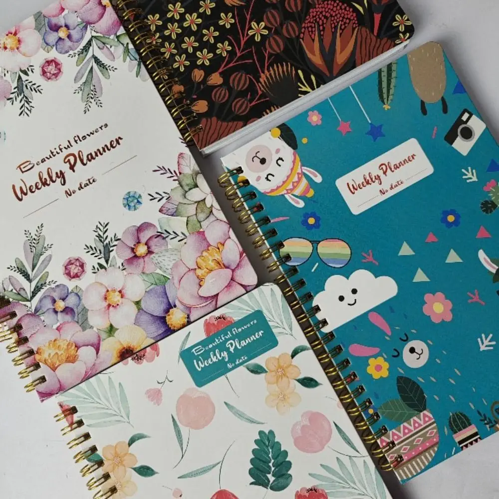 High Quality A5 Weekly Planner No Date Planner Reminder Weekly Schedule Book Efficiency with Straps Coil Notebook Office