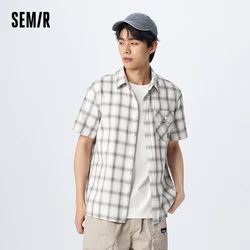 Semir-メンズ半袖シャツ,純綿,ファッショナブル,シック,カジュアルトップ,夏,新品,2024