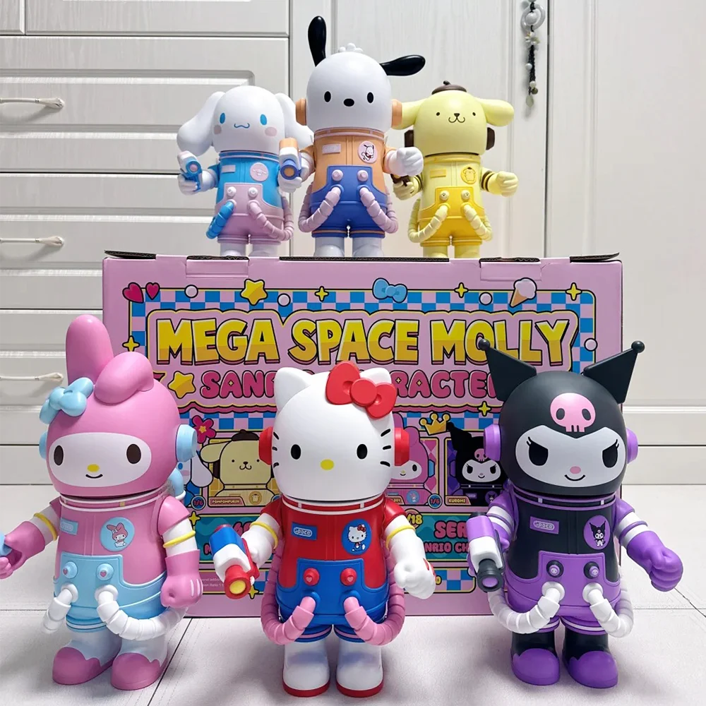 Genuine Kawaii Mega Space Sanrio Action Figure Dolls Hello Kitty Melody Kuromi Molly 400% Figurine Toys Birthday Gift