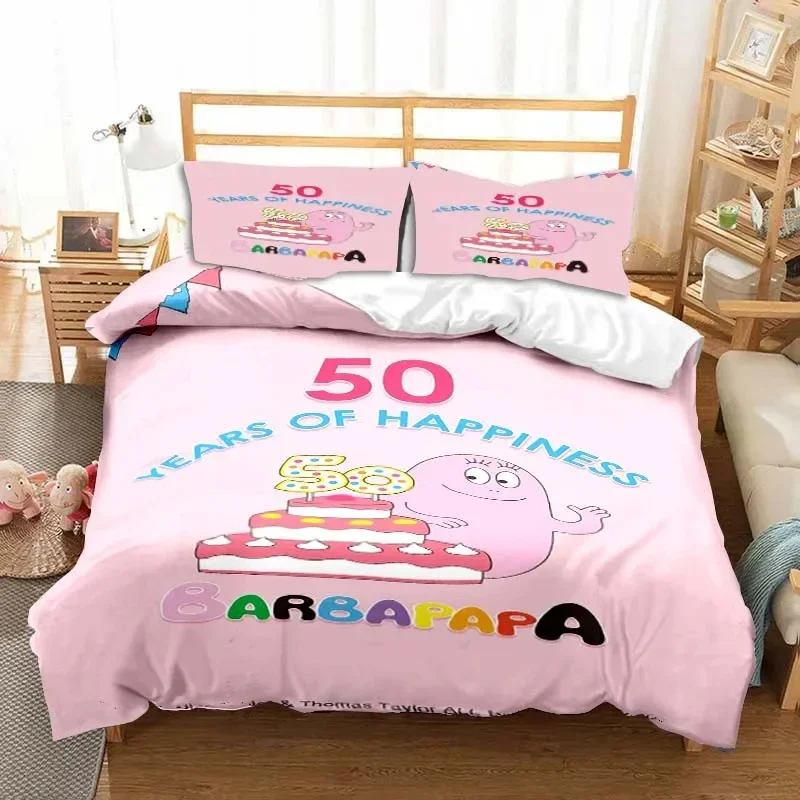 

Cute Cartoon Barba-papa Pink Bedding Set,Duvet Cover Bed Set Quilt Cover Pillowcase,King Queen Twin Size Boys Girls Adults