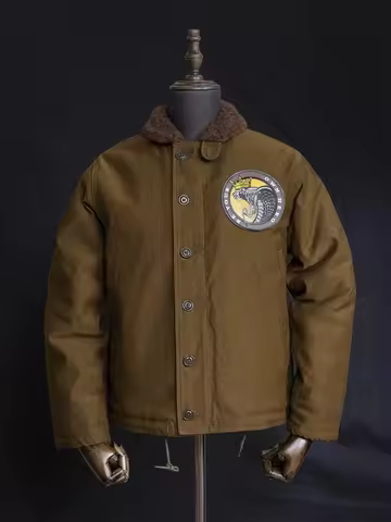 Red Tornado Naval N-1 Deck Jacket Jungle Cloth Shell Alpaca Lined Coat Men Vintage Workwear