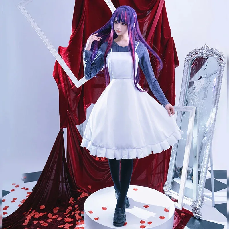 

ss23Ai Hoshino Косплей Костюм Аниме OSHI NO KO Парик Лолита Белое Платье Хэллоуин Ролевая Одежда Для Девочек Женщин Домашний Повседневный Костюм