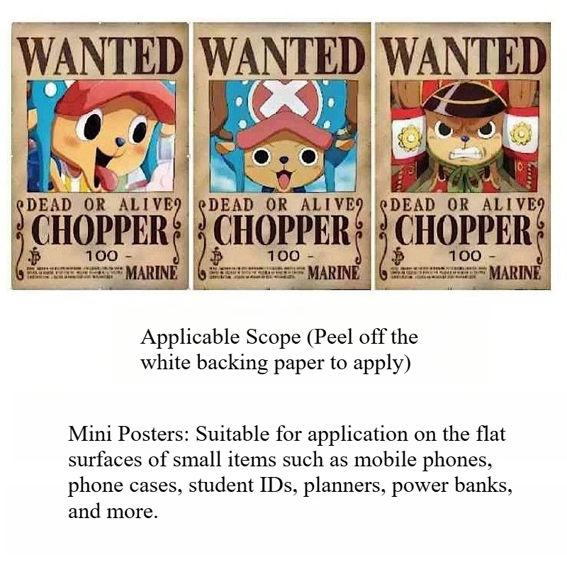 Bandai One Piece Wanted Poster 3D Gradient Lenticular Mini Poster for Phone Case Luffy 3 Billion Berry Bounty Kraft Paper Gift