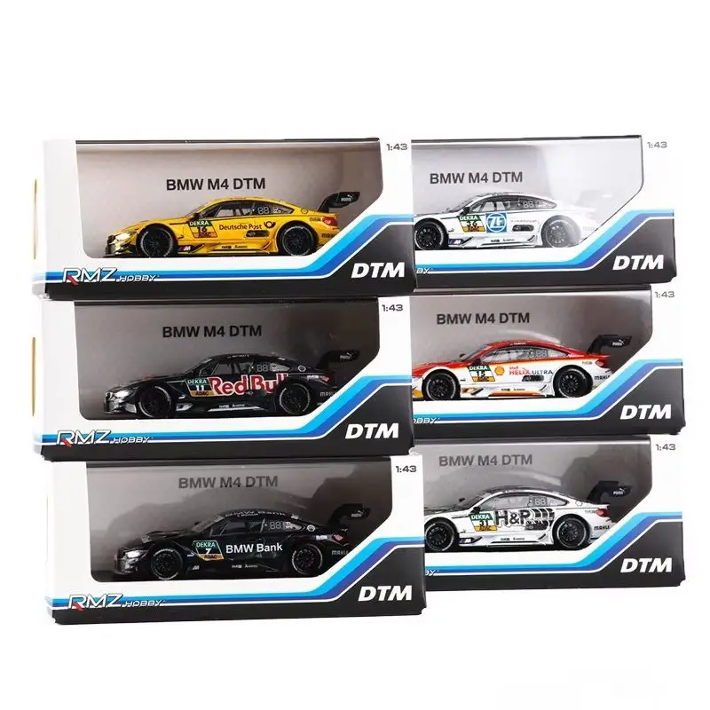 1: 43 m4 dtm modelo de carro de liga de metal fundido, capa acrílica, caixa colorida de corrida de rally, modelo de carro graffiti, ornamento, coleção de presente, menino