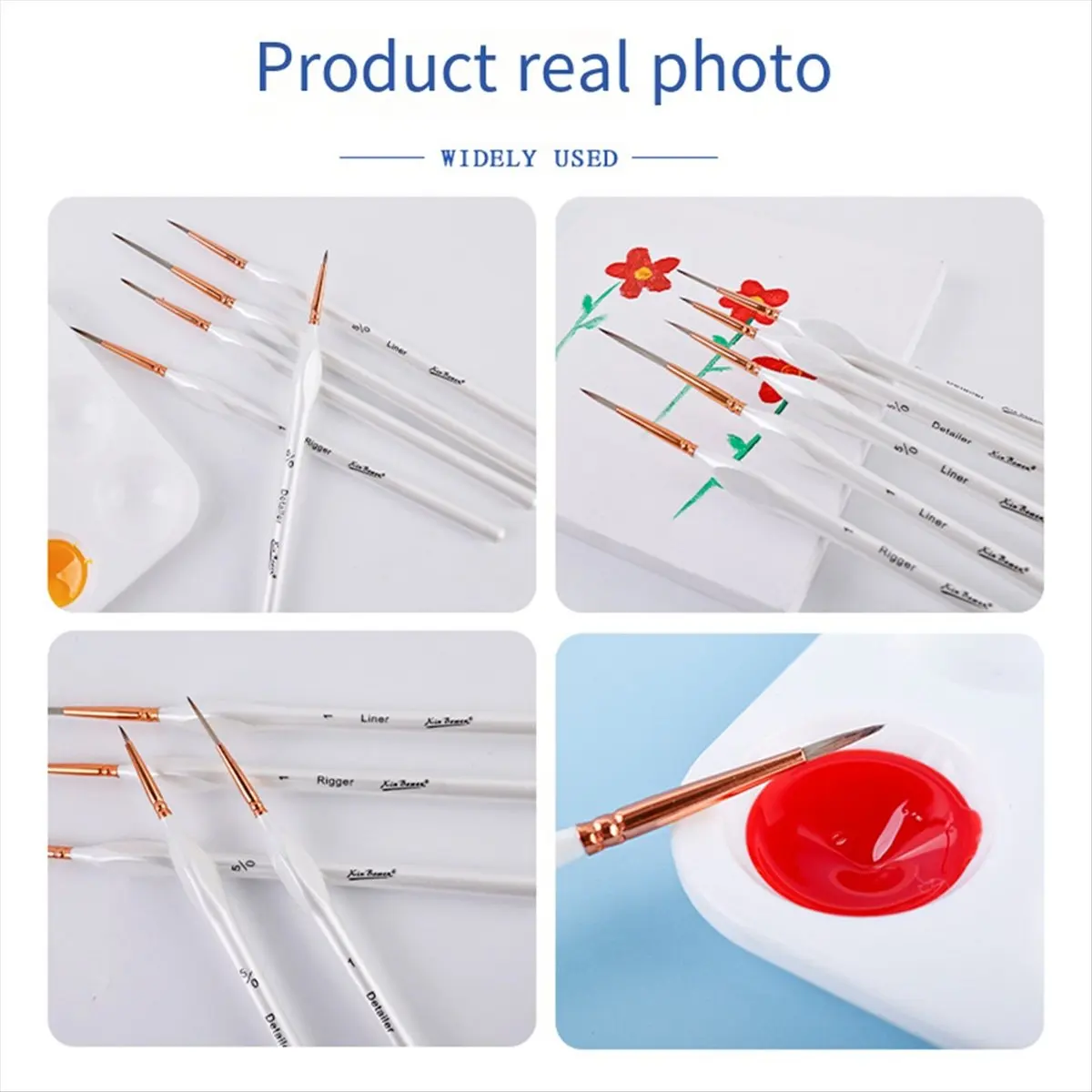 Reliable- Ultra-Fine Line Brush Set for Acrylic Watercolor Drawing Nylon Hook Pen Fine Point Oil Painting Tools Kit White