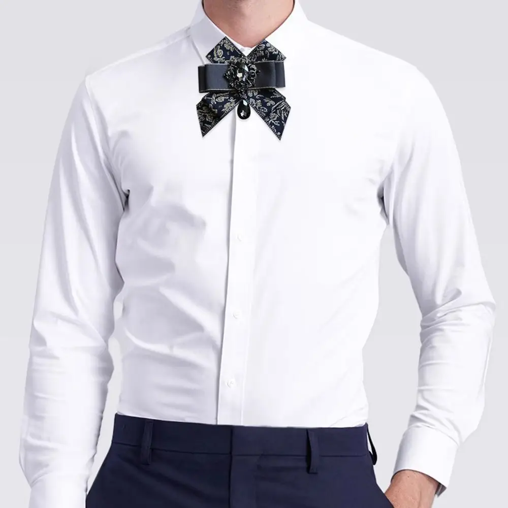 แฟชั่น Rhinestone คริสตัล Rhinestone ริบบิ้น Bowtie Handmade หรูหรา Bow Tie ผ้าศิลปะดอกไม้สําหรับบุรุษและสตรี