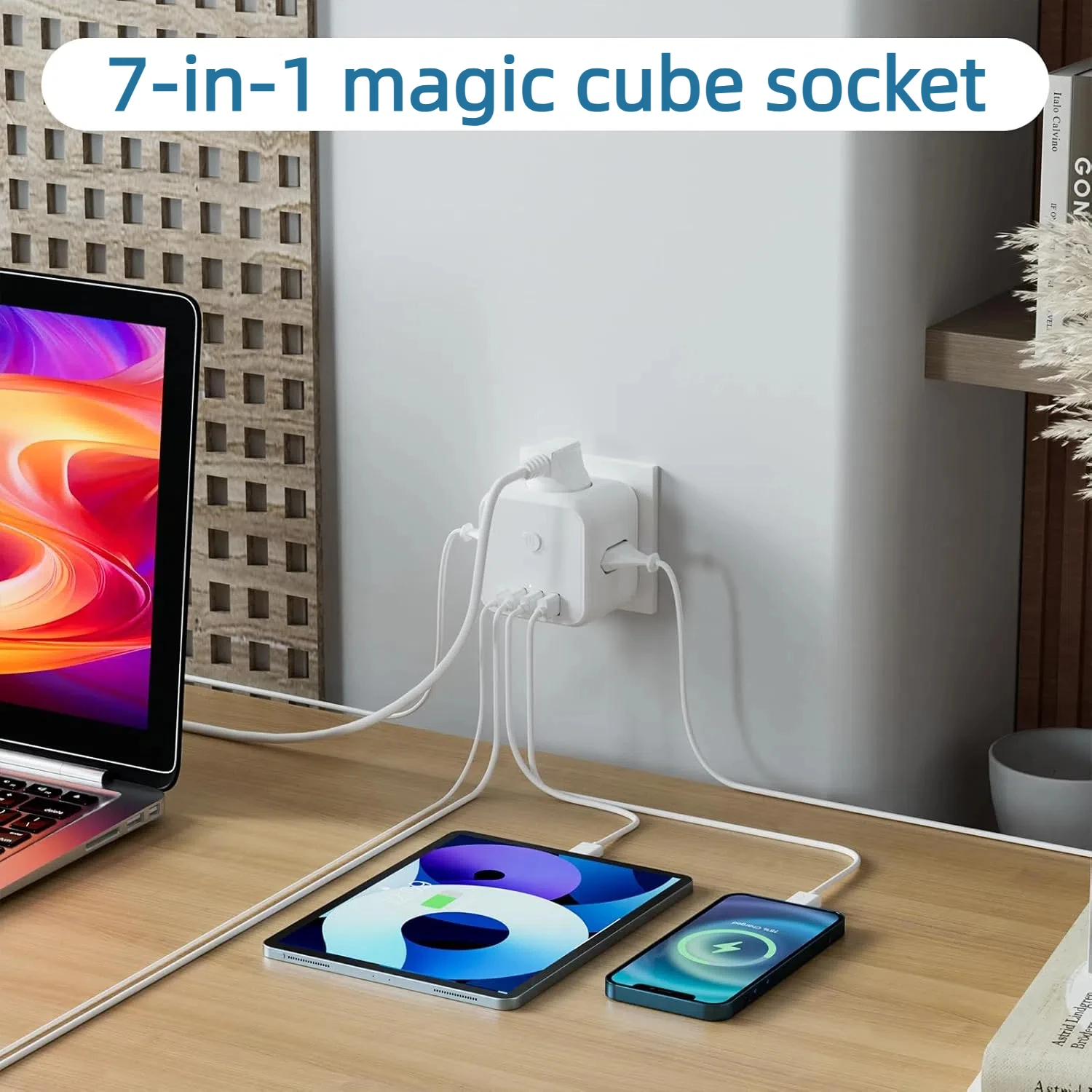 مقبس توسيع متعدد الوظائف 7 في 1 مع شحن سريع 3USB-A+1Type-C، يجب اقتناؤه للسفر الأوروبي/الألماني #5