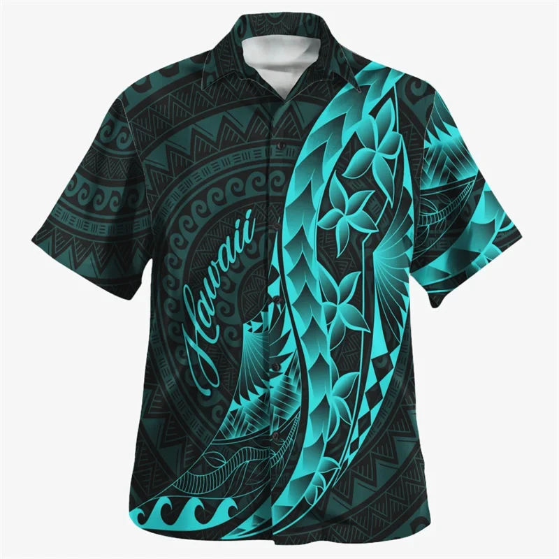 3D Printing Amercian Polynesian Hawaii Flag Shirts For Men Short Sleeve Hawaii Beach Shirts Mens Casual Tee Tops Clothes