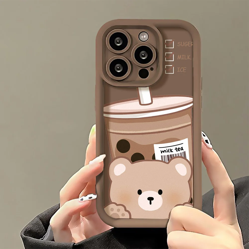 Cartoon Cute Bear Phone Cases For iPhone 11 Cases iPhone 14 16 15 Pro Max 12 13 Pro XS XR X 7 8 Plus SE 2022 SE2020 Back Cover image 4