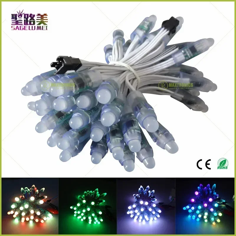 50pcs/lot DC5V /DC12V 12mm WS2811 IC White Cable LED Module String Christmas LED Pixel Light Addressable Waterproof RGB Lamp