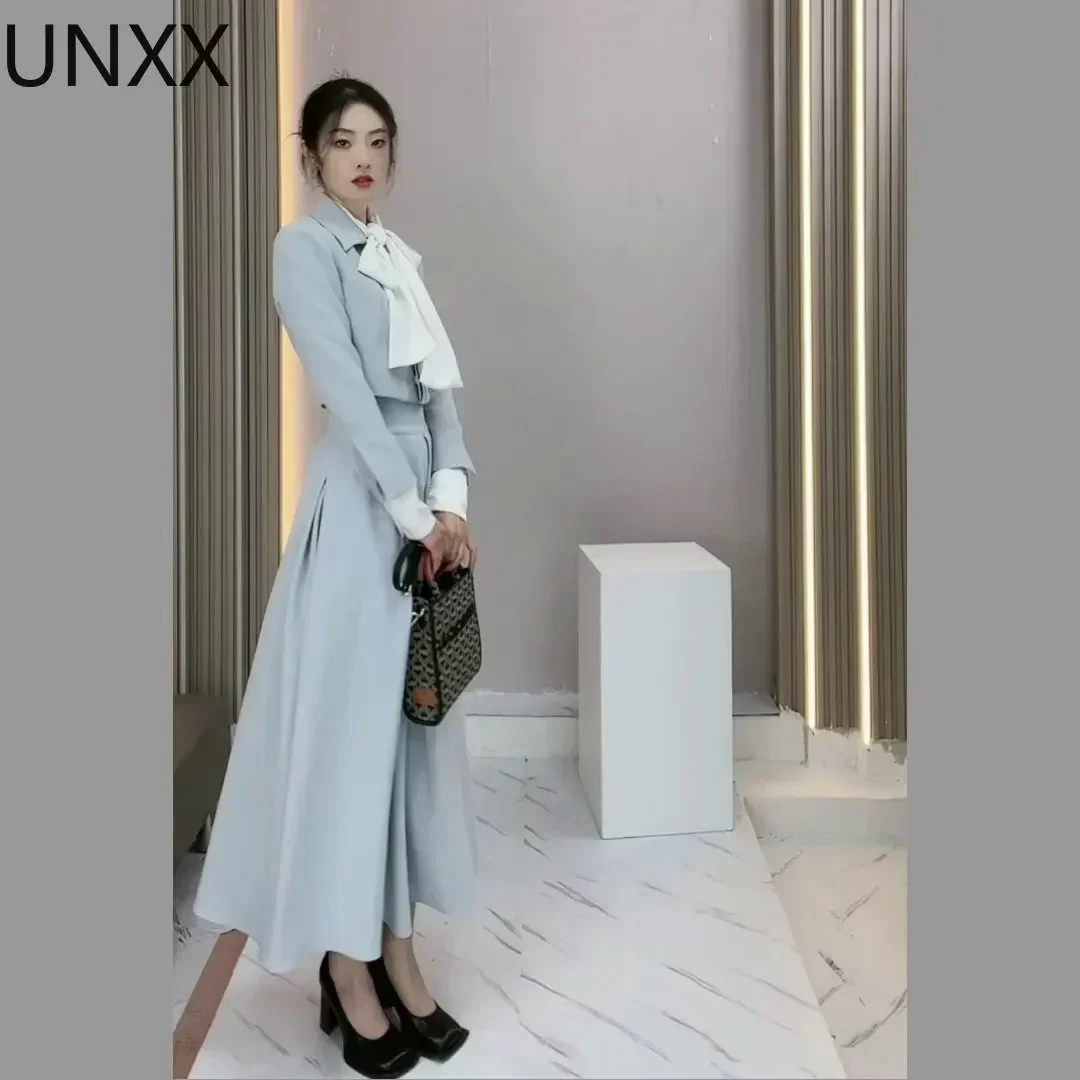 UNXX High-end Lady Style Two-piece Suit Women Spring Autumn 2022 New Design Graceful Short Blazer High Waist Skirt Female 