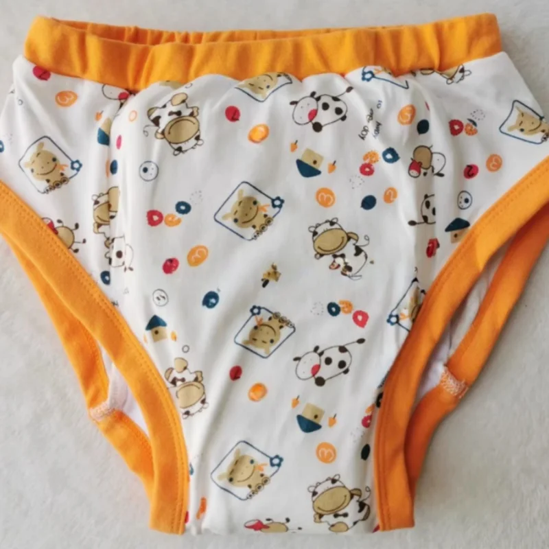 

Adult Baby Cows Learning Pants Washable Cloth Diapers Underpants Cartoon Print Mid Waist Cotton Panties DDLG Gift ABDL Briefs