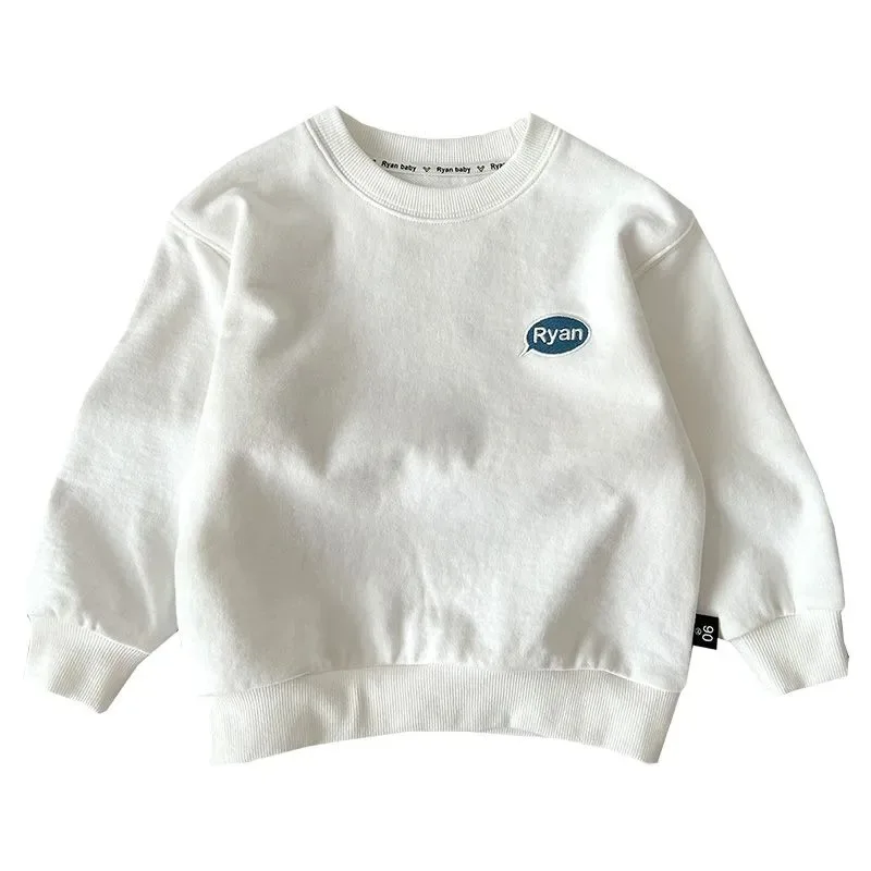 2025 Spring New Children Cotton Sweatshirt Cartoon Embroidery Boys Girls Long Sleeve Casual Pullover Tops Kids Bottoming Shirts