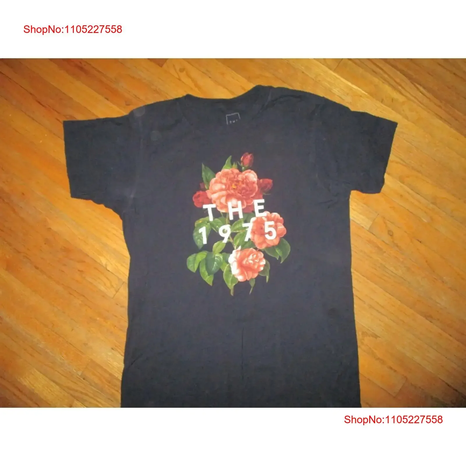 1975 FLOWERS LOGO T SHIRT Band Concert Ugh Chocolate Sex Adult SMALL vintage Washed graphic homme Breathable streetwear