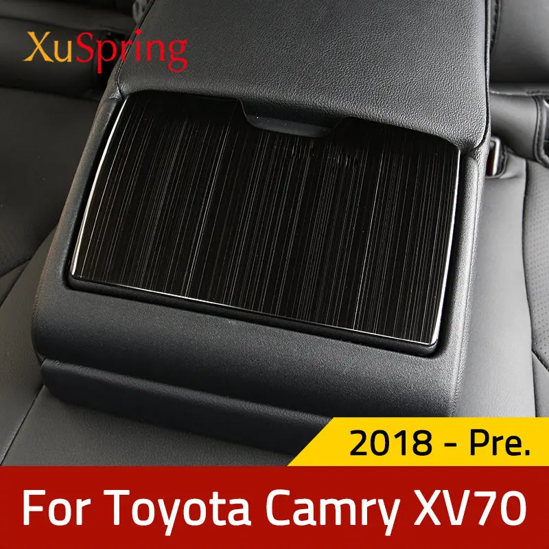 

Car Chrome Rear Seat Drink Cup Holder Cover For Toyota Camry 2018 2019 2020 2021 XV70 8th Sticker Bezel Surround Frame Styling