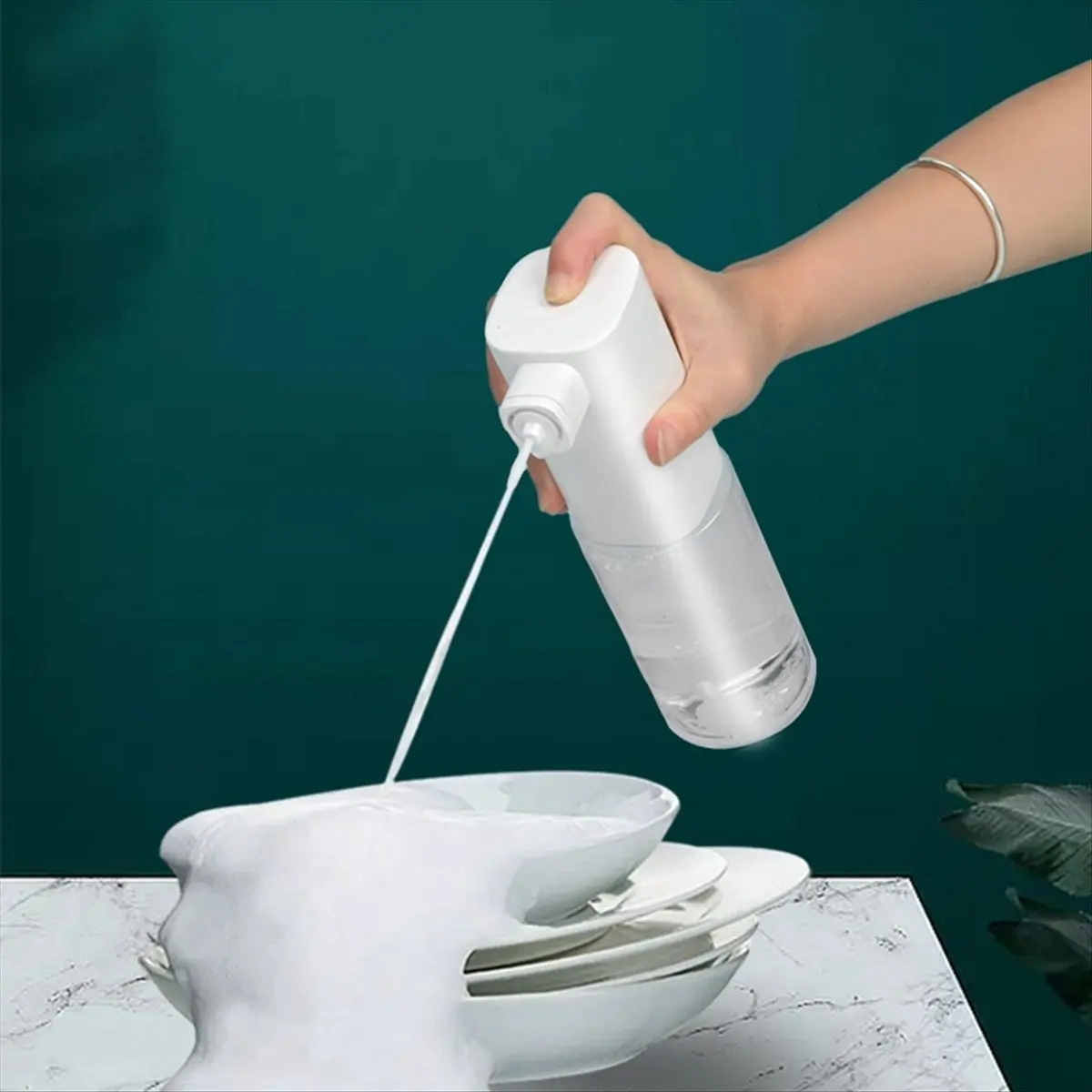 *ABAB Automatic Foaming Soap Dispenser,Electric and Rechargeable,Refillable Foam Hand Dispenser for Kitchen Bathroom