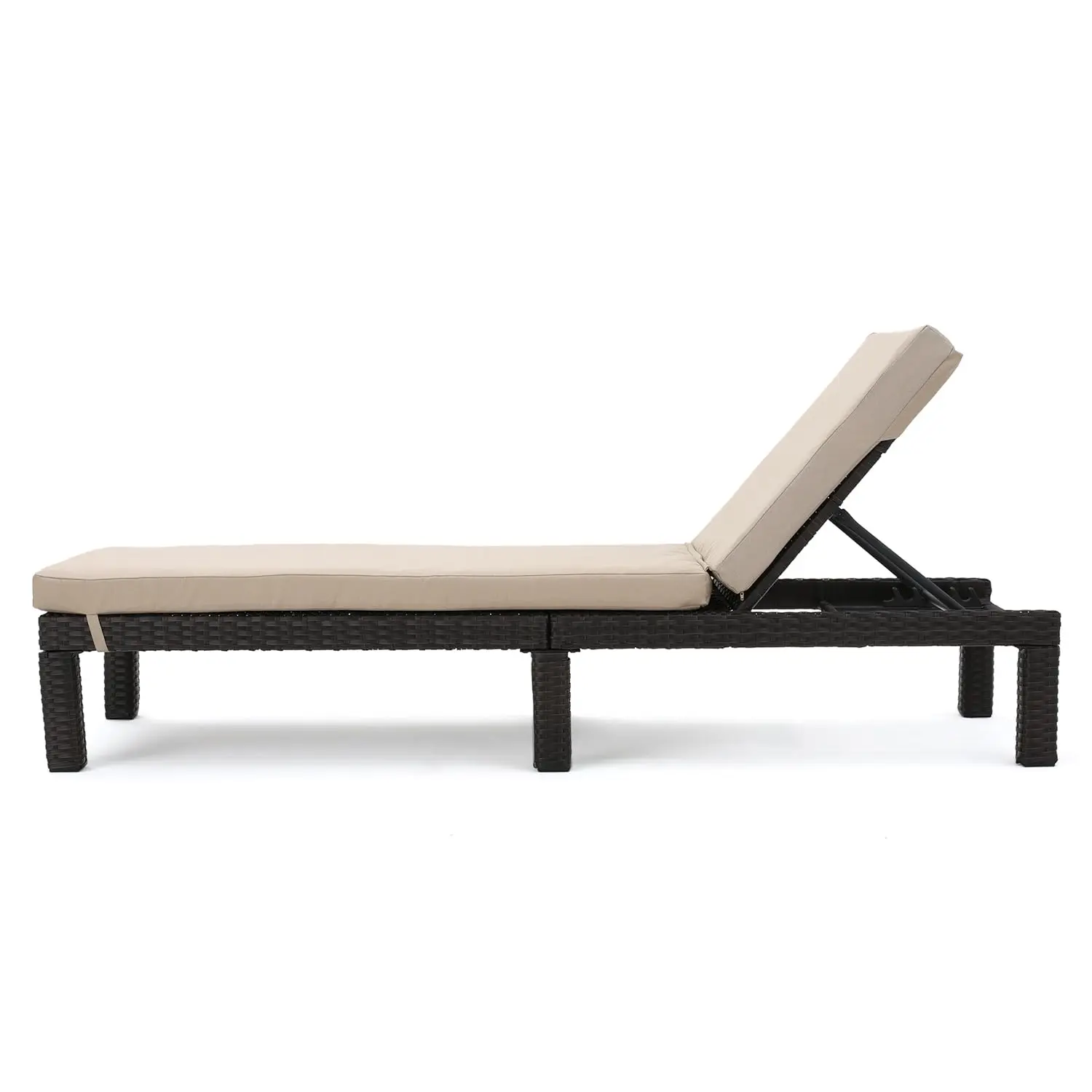 

Dark Brown Wicker Outdoor Chaise Lounge With Beige Water Resistant Cushion Set Of 2, Customized