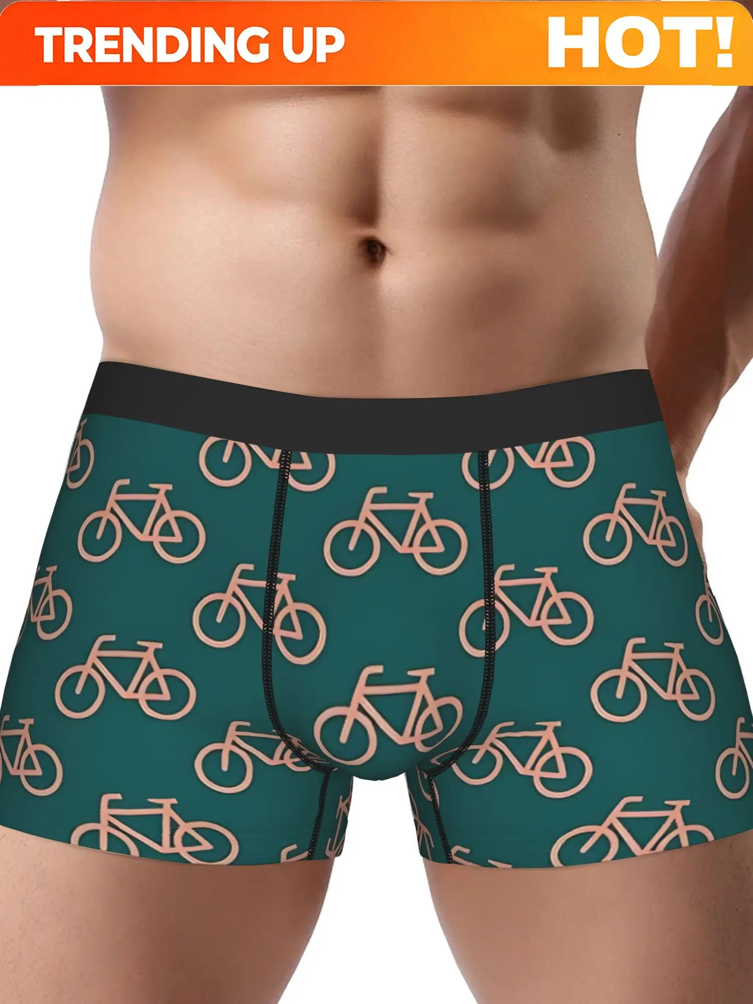 BIIHUDU Men' Bike-Shaped Underwear - -Themed Underwear with Bike Print & Comfortable Mid-Stretch Fabric for Cyclists, Novelty Gi