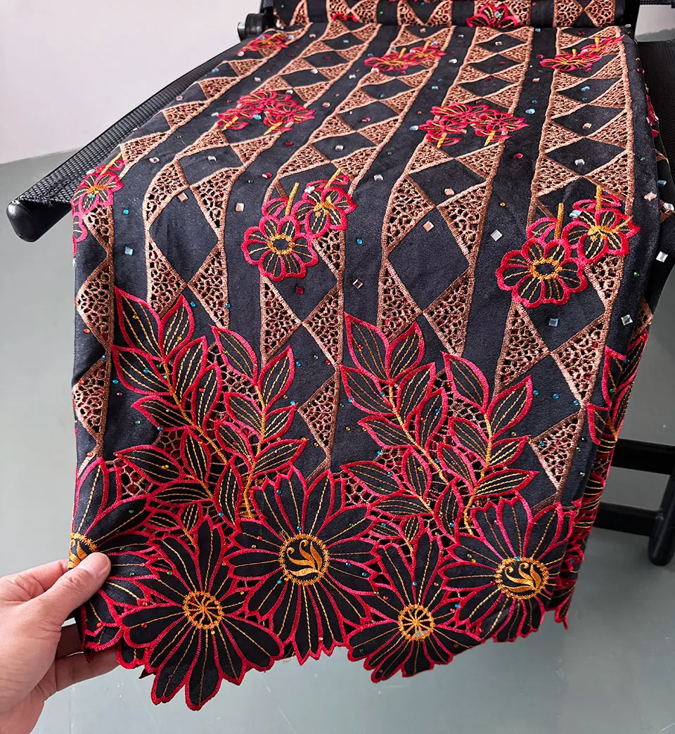 Delicate Embroidery Lace African Guipure Voile Fabric Highest Quality Dubai Abaya Sewing Kaftan Celebrants Dentelle Robe Soft