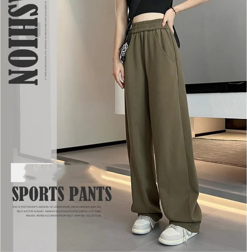 Pants Women Autumn Mopping Banana Pants Girl Red Wide Leg High Waist Straight Trousers Pants Casual Sports Pants