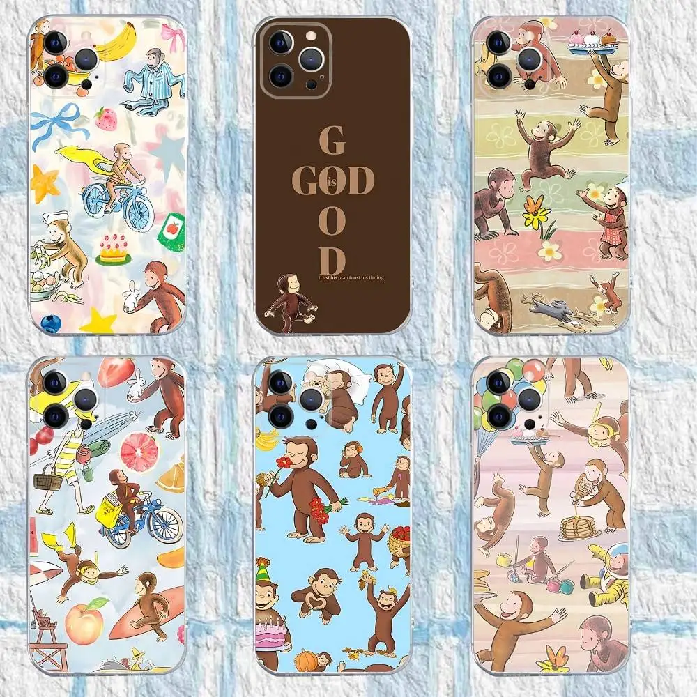 

C-Curious Monkey G-George Phone Case For iPhone 17,16,15,14,13,12,11 Pro,Max,Plus,X,XS,XR,SE4,E Mini Transparent Soft Cover