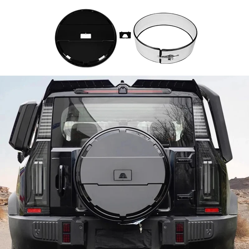 Car Thickened Spare Tire Cover Fit for Jetour Traveller T2 2023-2025 Modified 19-inch Stainless Steel Spare Tire Cover