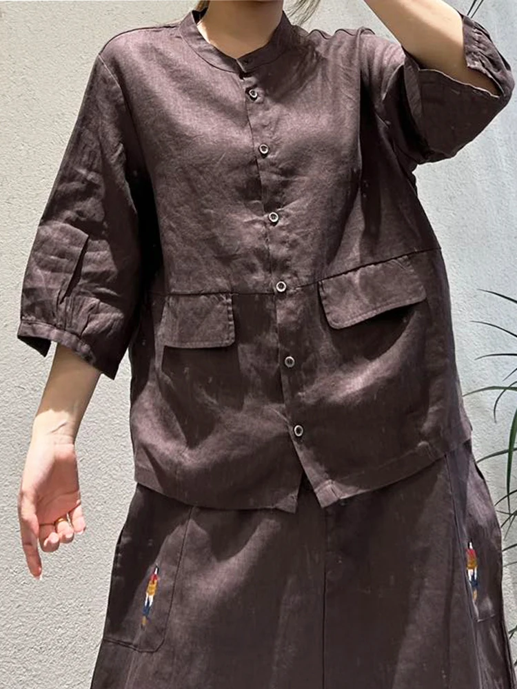 Amax LuluE Korean Design Elegant Soild Jackets Womens Fashion Loose Cotton Linen Coats Ladies Summer Vintage Classic Outerwear