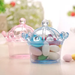 5Pcs/set Cute Transparent Crown Plastic Candy Chocolate Boxes Gift Packing Box for Wedding Birthday Baby Shower Party Decoration