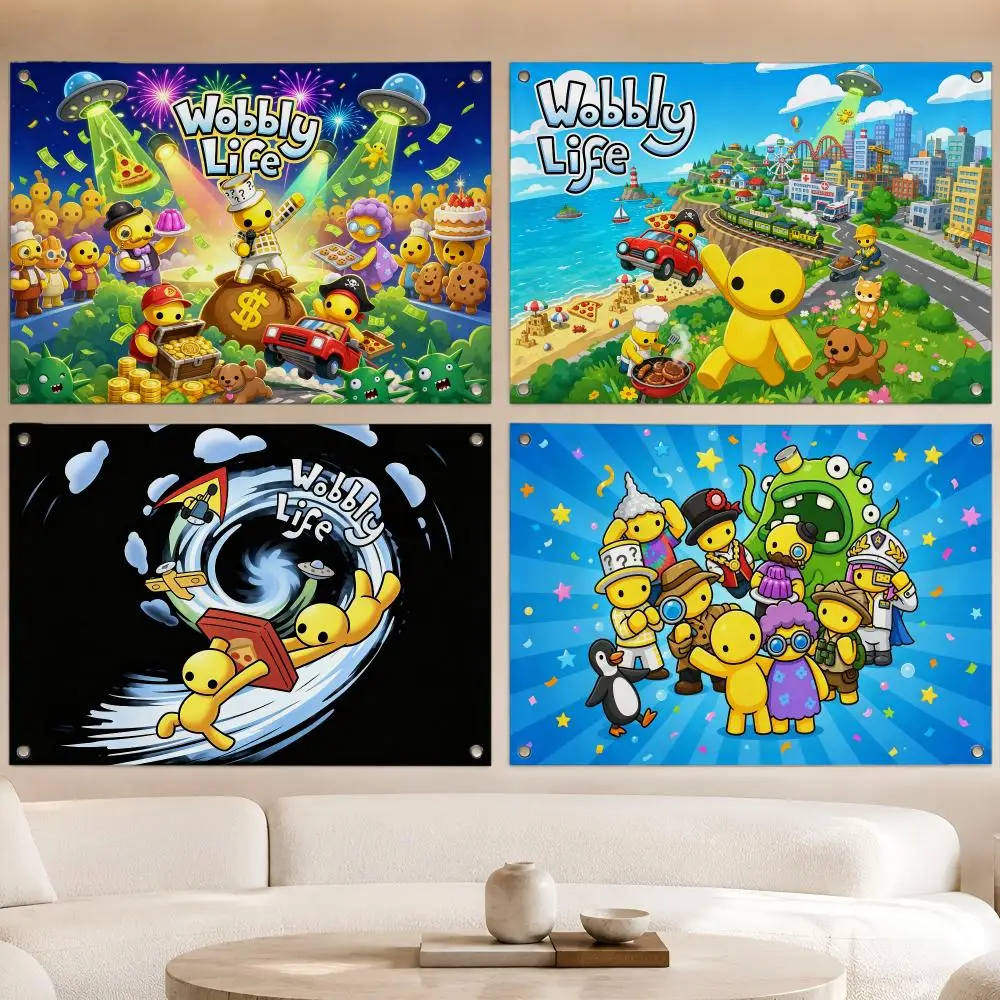 Game Funny Adventure Wobbly Life Flags Fan Banner Tapestry Wall Hanging Garage BarDorm Camp Party Outdoor Home Decor Gift