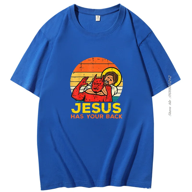 Jesus Has Your Back Jiu Jitsu Vintage Cotton Short-Sleev Tops Male Kawaii Clothing Oversized T Shirt High Quality Mens Clothes