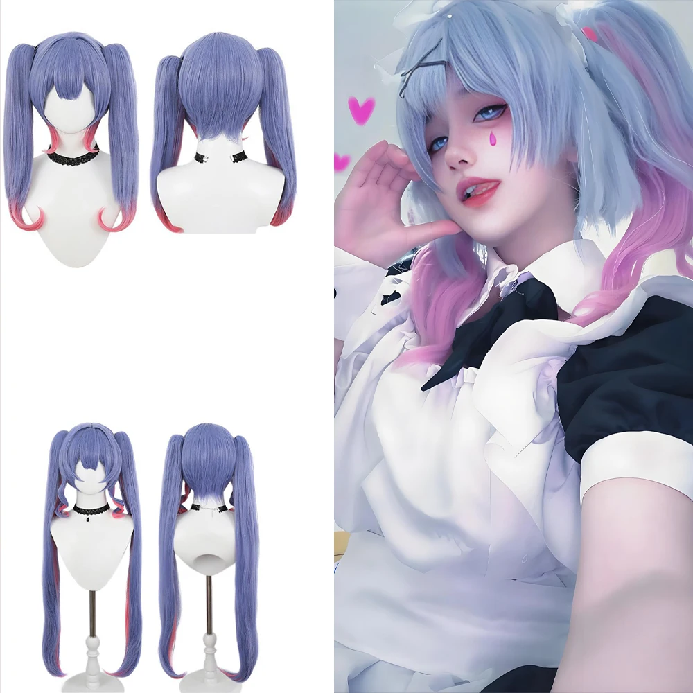 

High-Quality Anime Miku Rabbit Hole Cosplay Synthetic Hair Blue And Pink Gradient Halloween Christmas Daily Party Wig Natural