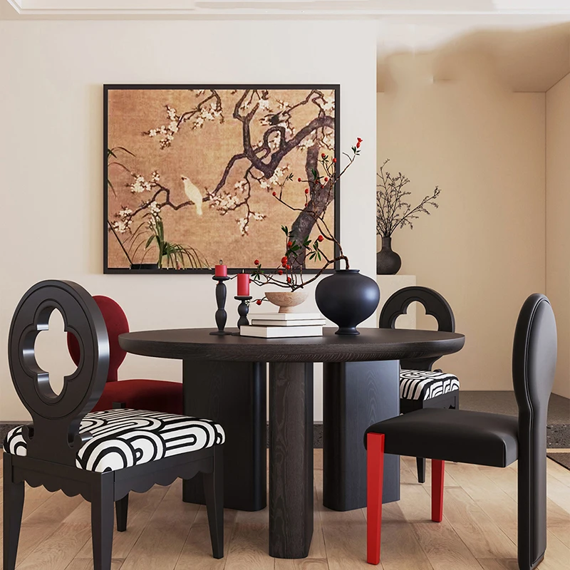 

Centerpiece Kitchen Table Dining Chairs Unique Design Wood Round Tables Modern Black Italian Mesas De Jantar Home Furniture